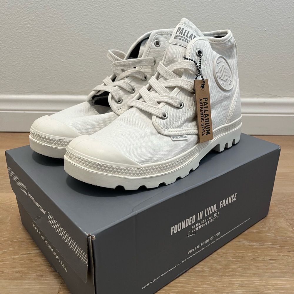 Palladium Boots Pampa Hi White Canvas Classic Women’s 7.5